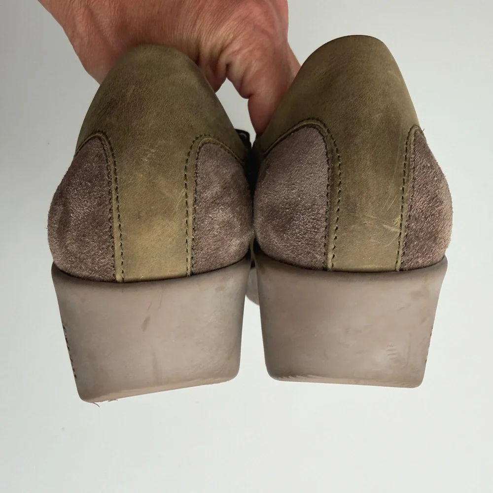 Wolky Charlotte EUC Comfort Wedge Olive Nubuck Mary Jane  Shoe EU 38 US 7 7.5